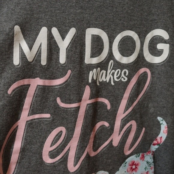 GILDAN Gray My Dog Makes Fetch Happen Floral Funny Y2k Mean Girls Joke Shirt 2X - Picture 5 of 9